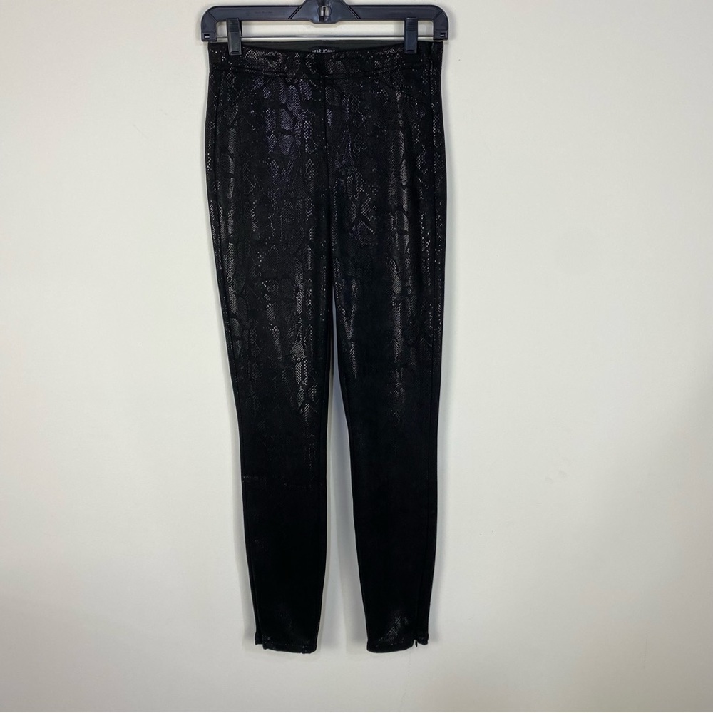 Dear John Black Suede Material Shiny Reptile Snakeskin Pants